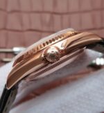 Replica Rolex Day-Date 118135 RG Silver Dial Black Leather Strap A2836 - Image 4