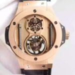 Replica Hublot Big Bang 44mm Vendome Real Tourbillon Rose Gold Black Gummy