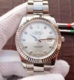 Replica Rolex DateJust 41mm 126334 Fluted Bezel White Dial Diamonds Markers SS Jubilee Bracelet A3235