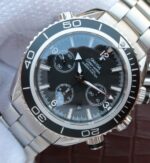 Replica Omega Seamaster Planet Ocean Chrono 45mm Black Dial Silver Markers SS Bracelet A7750 - Image 2