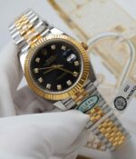 Rolex DateJust Replica Watches Black Dial Moissanite Diamonds Clean Factory 41mm - Image 3