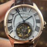 Cartier Drive Tourbillon Best Copies Watch Dial Guiloche Motif Leather Strap 41mm - Image 4