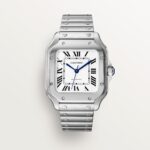 Fake Cartier watch Santos medium model Manufacture mechanical movement Steel Silver Dial WSSA0029 AF(1:1 replica)