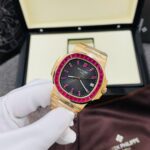 Patek Philippe Nautilus 5723 Copies Watch 18K Gold Wrapped + Synthetic Ruby 40mm - Image 4