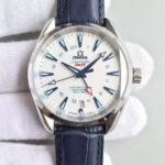 Replica Omega Seamaster CO-AXIAL 150M GoodPlanet SS GMT White Dial Leather A8605