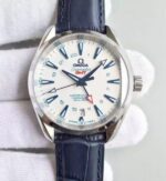 Replica Omega Seamaster CO-AXIAL 150M GoodPlanet SS GMT White Dial Leather A8605