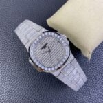 Fake diamond watch Patek Philippe Replica Nautilus Date Sweep Seconds White Gold/Diamonds Dial & Bezel 5719/10G-010 TWF(1:1 replica) - Image 9