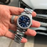 Rolex Day-Date Blue Dial Replica 11 Watch Bezel Diamonds Moissanite QF Factory 36mm - Image 3