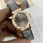 Hublot Replica 11 Watch Classic Fusion King Gold Women s Grey Dial Diamond Bezel 33mm - Image 2