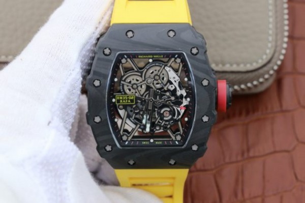 76BA395D-1D58-02F9-C19E-00BEE233284F.jpg Replica Richard Mille RM035-02 Rafael Nadal FC Titanium Case KVF Skeleton Dial Red Yellow Rubber Strap MIYOTA8215 - Image 1