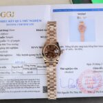 Rolex DateJust Women Copies Watches Gold Wrapped Chocolate Dial GM Factory 28mm