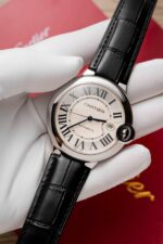Cartier Replica Watch Ballon Bleu Men s White Dial Leather Strap 42mm