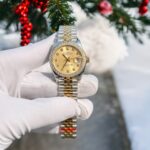 Rolex DateJust Replica Watch With Moissanite Diamonds Yellow Dial 31mm - Image 3