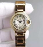 Replica Cartier Ballon Bleu 28mm YG Diamonds Bezel White Dial Bracelet Ronda Quartz - Image 2