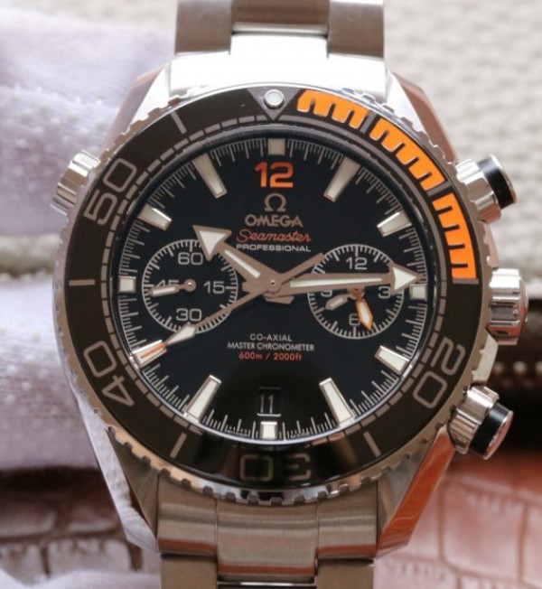 7AC98E05-5E2D-7BB1-37B7-21CF3AE21093.jpg Replica Omega OMF Planet Ocean Master Chronometer Black/Orange Bezel Black Dial SS Bracelet A9900 - Image 1