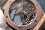 Replica Hublot Classic Fusion Tourbillon RG 45mm TF Skeleton Purple Dial Black Gummy Strap A23J - Image 2