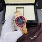 Patek Philippe Nautilus 5723 Copies Watch 18K Gold Wrapped + Synthetic Ruby 40mm - Image 5