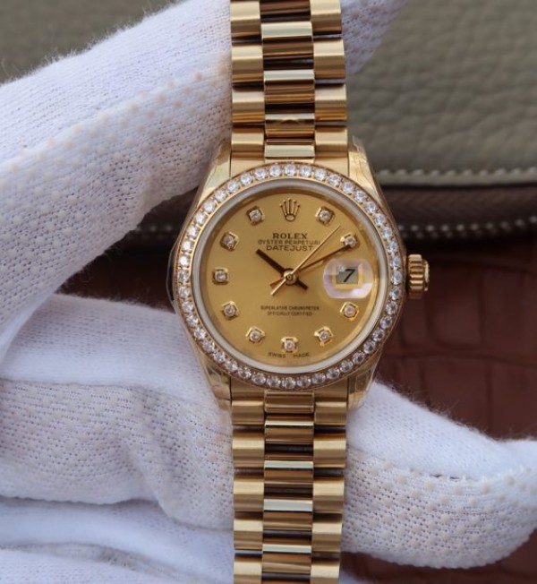 7C661C43-D703-77CC-8C05-6277D7E2750C.jpg Replica Rolex DateJust 31mm Diamonds Bezel/Markers RG Case RG Gold Dial A2235 - Image 1