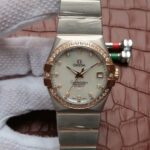 Replica Omega V6 Constellation 35mm White MOP Dial Diamonds Bezel SS Bracelet A2500