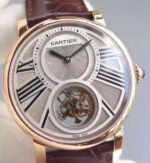 Replica Cartier Rotonde De Cartier Tourbillon RG Leather Strap - Image 3