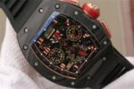 Replica Richard Mille RM011 NTPT Lotus F1 Team RG Chronograph KVF Crystal Skeleton Dial Red Black Rubber Strap A7750 - Image 3