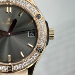 Hublot Replica 11 Watch Classic Fusion King Gold Women s Grey Dial Diamond Bezel 33mm - Image 3