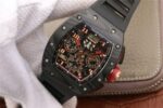 Replica Richard Mille RM011 NTPT Lotus F1 Team PVD Chronograph KVF Crystal Skeleton Dial Red Black Rubber Strap A7750 - Image 2