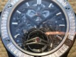 Replica Hublot Classic Fusion Tourbillon 42mm TF SS PVD Diamonds Bezel Skeleton Dial Gummy Strap A23J - Image 4