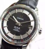 Replica Omega V6F De Ville Hour Vision Co-Axial 41mm SS Black Dial Black Leather Strap A8500 - Image 3