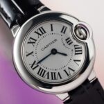 Cartier Ballon Bleu Women s Replica 11 Watch White Dial Black Leather Strap 28mm - Image 4