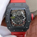 Replica Richard Mille RM035-02 Rafael Nadal FC Titanium Case KVF Skeleton Dial Red Rubber Strap MIYOTA8215