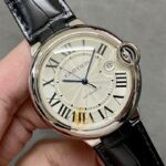 Cartier Ballon Bleu de Fake Cartier Watch Stainless Steel 42mm Silver Dial Leather Strap WSBB0026-AF(1:1 replica) - Image 8