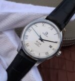 Replica Omega V6 De Ville 41mm SS White Dial Black Leather Strap A8500 - Image 2