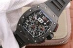 Replica Richard Mille RM011 NTPT Carbon Case Chronograph KVF Crystal Skeleton Dial White Black Rubber Strap A7750 - Image 2