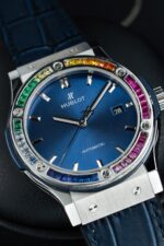 Hublot Classic Fusion Titanium Rainbow Refined Synthentic Gemstones Bezel Best Copy 42mm - Image 4