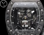 Best Richard Mille RM 052 Replica Black Carbon Fiber Case Watch ?C Men’s Luxury Watch With Skeleton Skull Dial