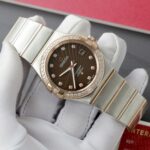 Omega Constellation Co-Axial Fake Watch Brown Dial Metal Strap 38mm - Image 2