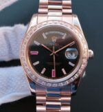 Replica Rolex Noob Day-Date 218399 RG Black Dial Bracelet A3255