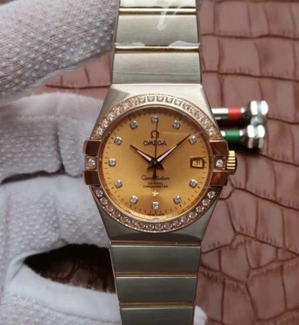 83583F9A-245C-589F-3A1B-CFBF96722833.jpg Replica Omega V6 Constellation 123.20.35 Diamonds Bezel YG Dial - Image 1