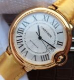 Replica Cartier Ballon Bleu 42mm YG White Dial Leather Strap ETA 2824 - Image 2