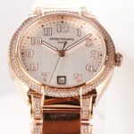 Fake Diamond Watch Replica Patek Philippe Twenty~4 Ladies Rose Gold Silver Dial 7300/1201R-001(1:1 replica) - Image 4