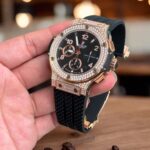 Hublot Replica 11 Watch Big Bang Chronograph Full Stone Face Black High Quality 44mm - Image 3