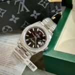 Rolex Day-Date Replica Watch Black Dial Custom Moissanite Diamonds 40mm - Image 3