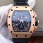Replica Richard Mille RM011 Felipe Massa Chrono RG Skeleton Dial Black Inner Bezel Black Rubber Strap A7750