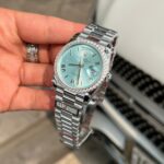 Rolex Replica Watches Watch Day-Date Ice Blue Weight 158Grams Bezel Diamonds Moissanite QF 36mm - Image 4