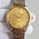 Replica Omega MK De Ville 39.5mm Yellow Dial Diamonds Markers RG Bezel SS/RG Bracelet A2824