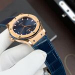 Hublot Classic Fusion King Gold Replica Watch Dial Blue Movement SW300 Crocodile Leather Strap 42mm - Image 3