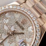 Rolex DateJust Butterfly Dial Copies Watches Rose Gold Wrapped 18K + Diamonds Moissanite 31mm - Image 5