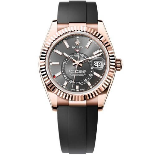 8A4EA9EE-A106-F811-8E43-F7246C692CC6.jpg Rolex Sky-Dweller 326935-0007 SRO Automatic Everose Rhodium Dial Rubber Strap Replica - Image 1