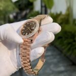 Rolex Replica Watch Day-Date Custom Gold Wrapped Moissanite Diamonds Dial Chocolate GM Factory 40mm - Image 5